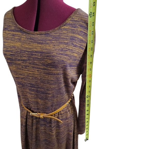 Yumi Sweater Dress Brown and Cream Scoop Neck Long Sleeve - Picture 8 of 12